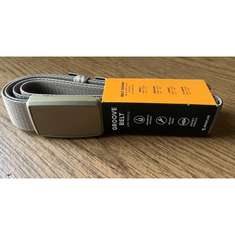 Groove Belt Low Profile -Men’s Stretch Nylon Belt W/Magnetic Aluminum Buckle .